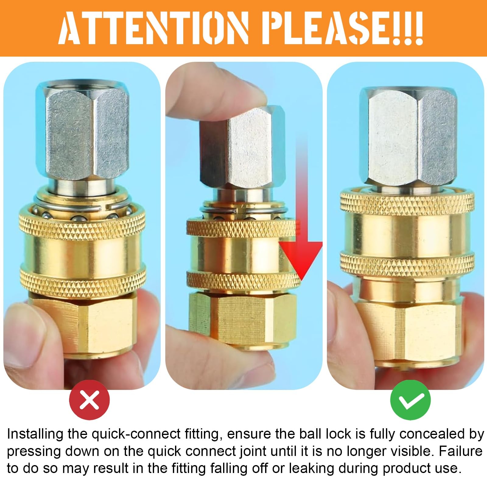 Pressure Washer Couplers Brass Fittings 1/4 inch Quick Connect to Female NPT…