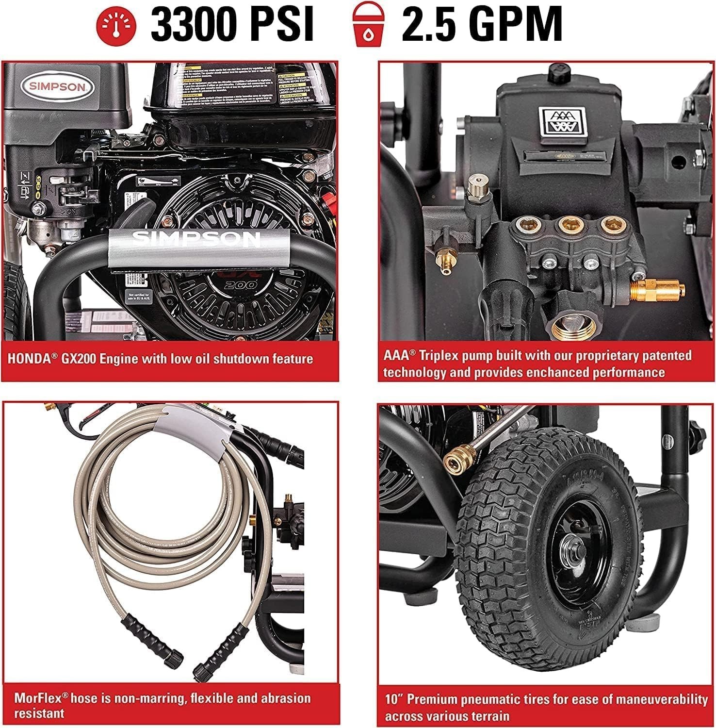 Versatile 3300 PSI Gas Pressure Washer – Perfect for Decks, Paint Prep & More