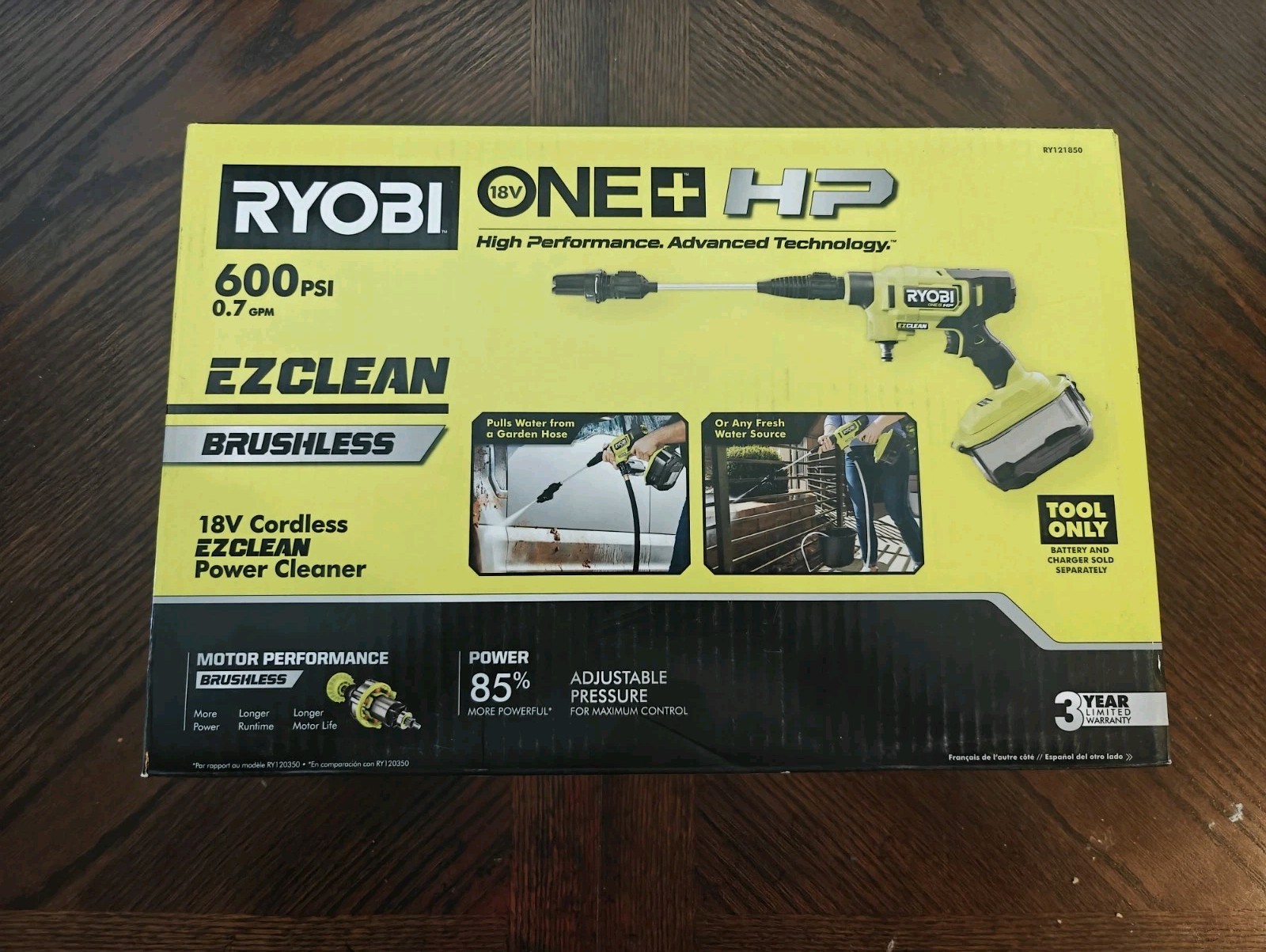 RYOBI ONE+ HP 18V Brushless 600 PSI 0.7 GPM Cordless Cold Water Power Cleaner