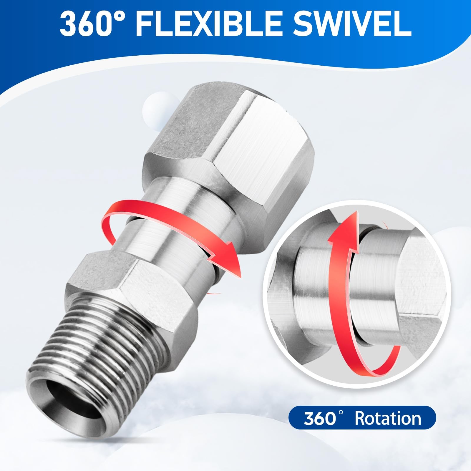 Pressure Washer Swivel Fitting 3/8 NPT Male To Female Adapter 5000 PSI Steel