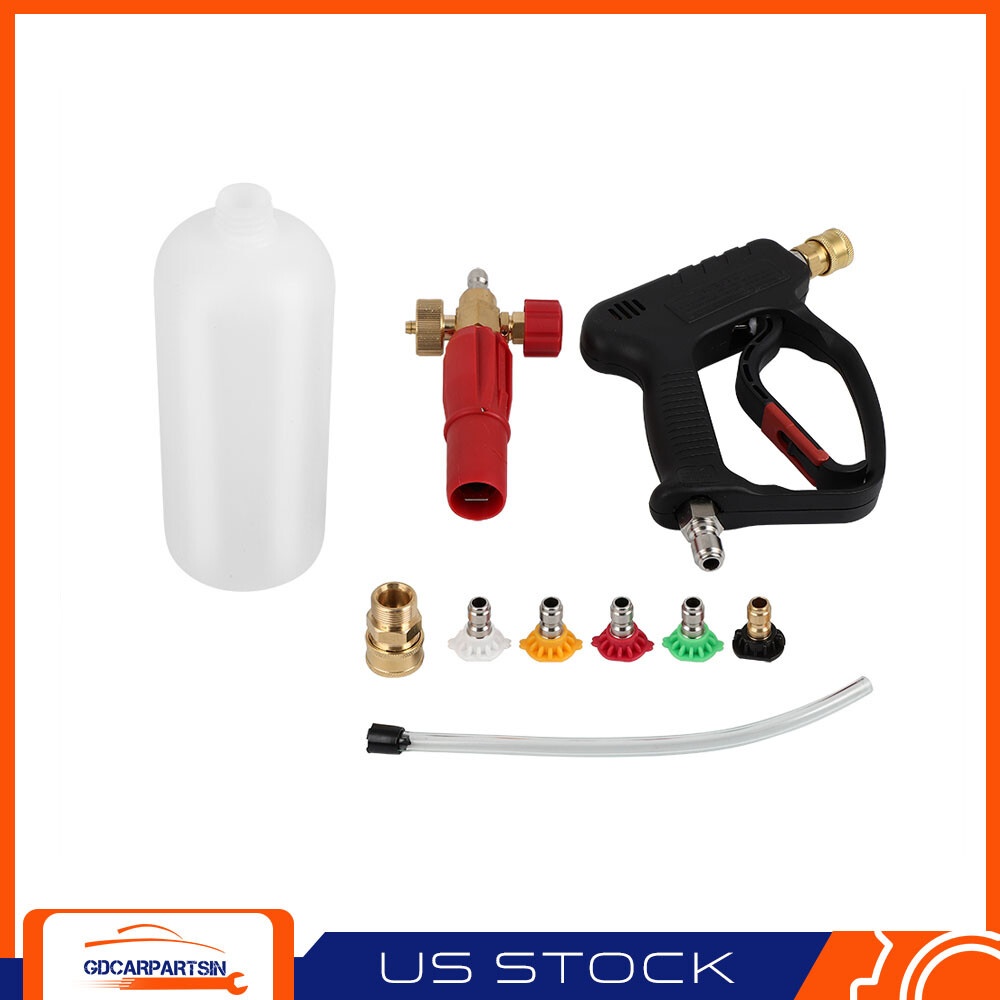 3/8″ Quick Connect Snow Foam Lance Cannon Soap Sprayer + Pressure Washer Gun Kit