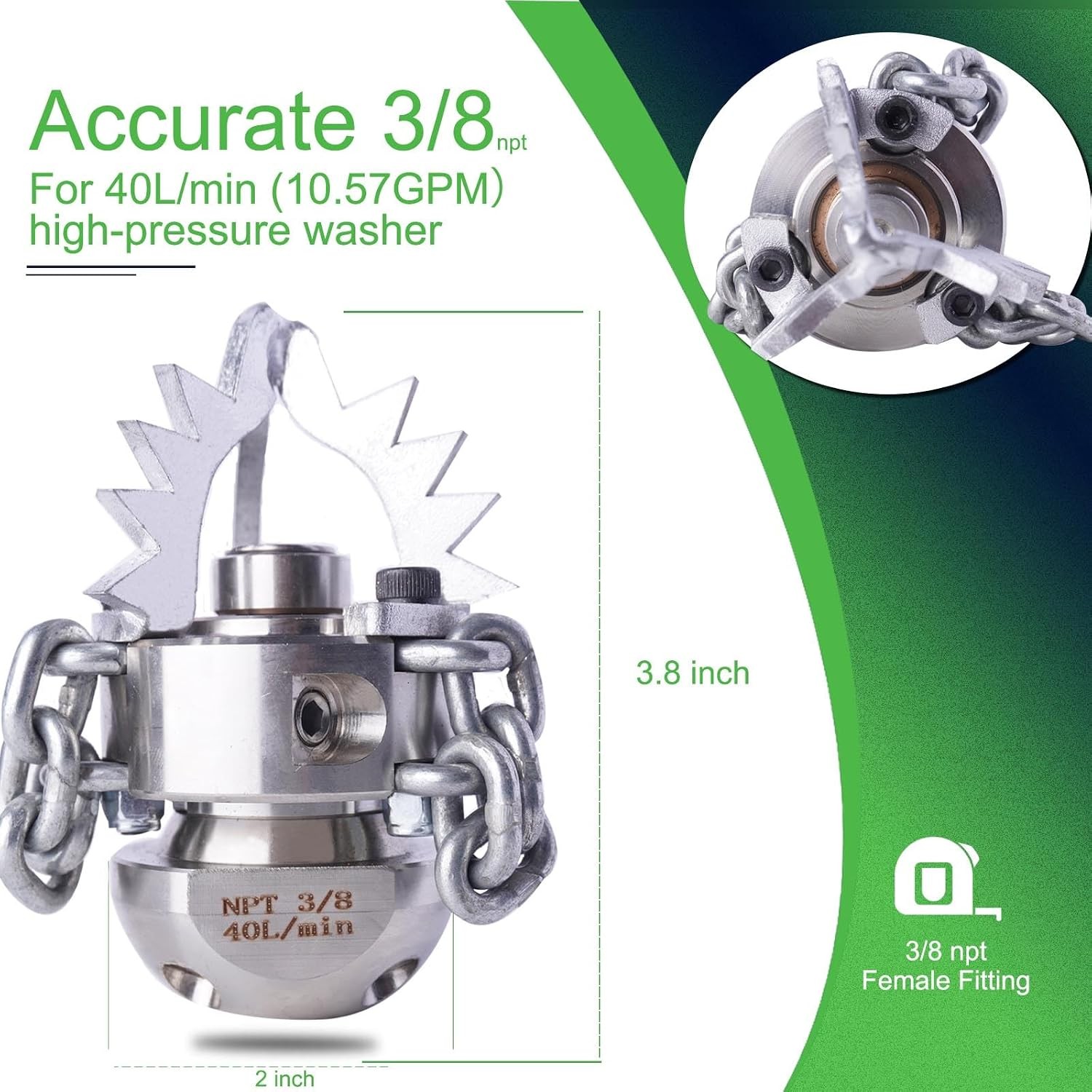 3/8″ NPT Sewer Jetter Rotating Cutting Nozzle