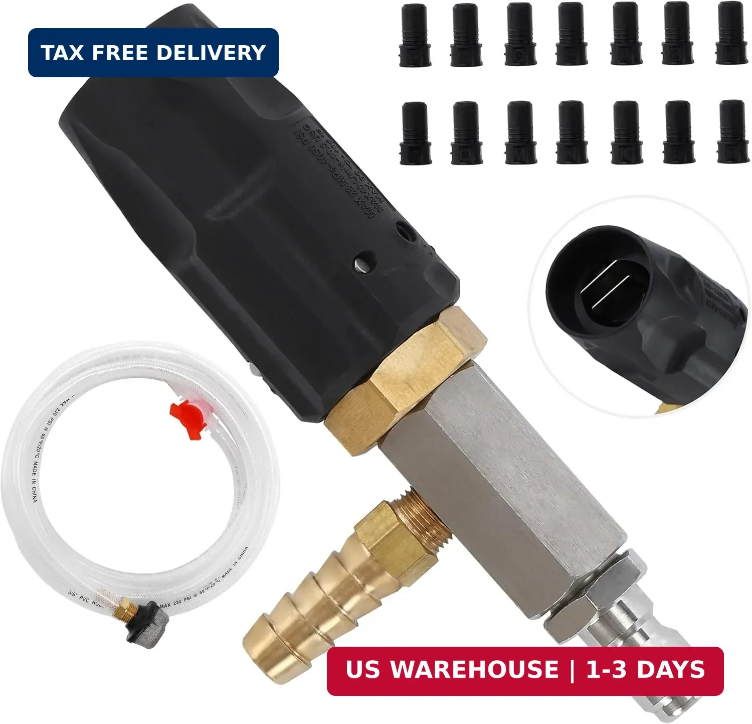 JOEJET Downstream Injector for Pressure Washer, Adjustable Chemical Injector Kit