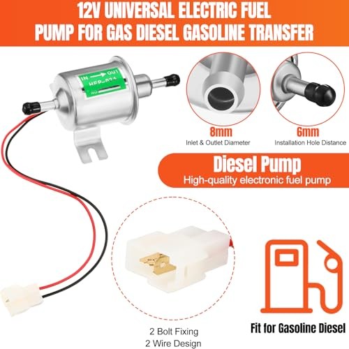 2 Pcs Electric Fuel Pump Kit 12v Universal Low Pressure 4-7 Psi Gas Silvery