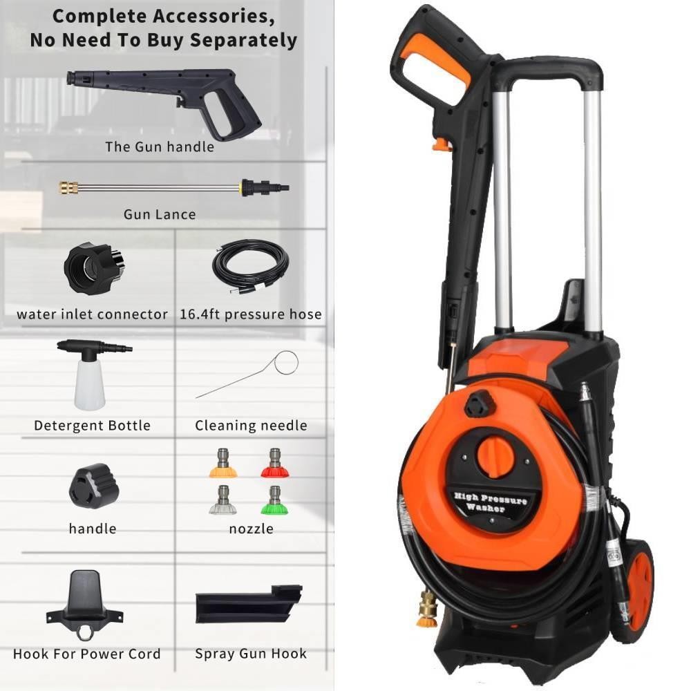 3380PSI 2 GPM High-Pressure Washer Power Cleaner Car Washing Machine with wheels