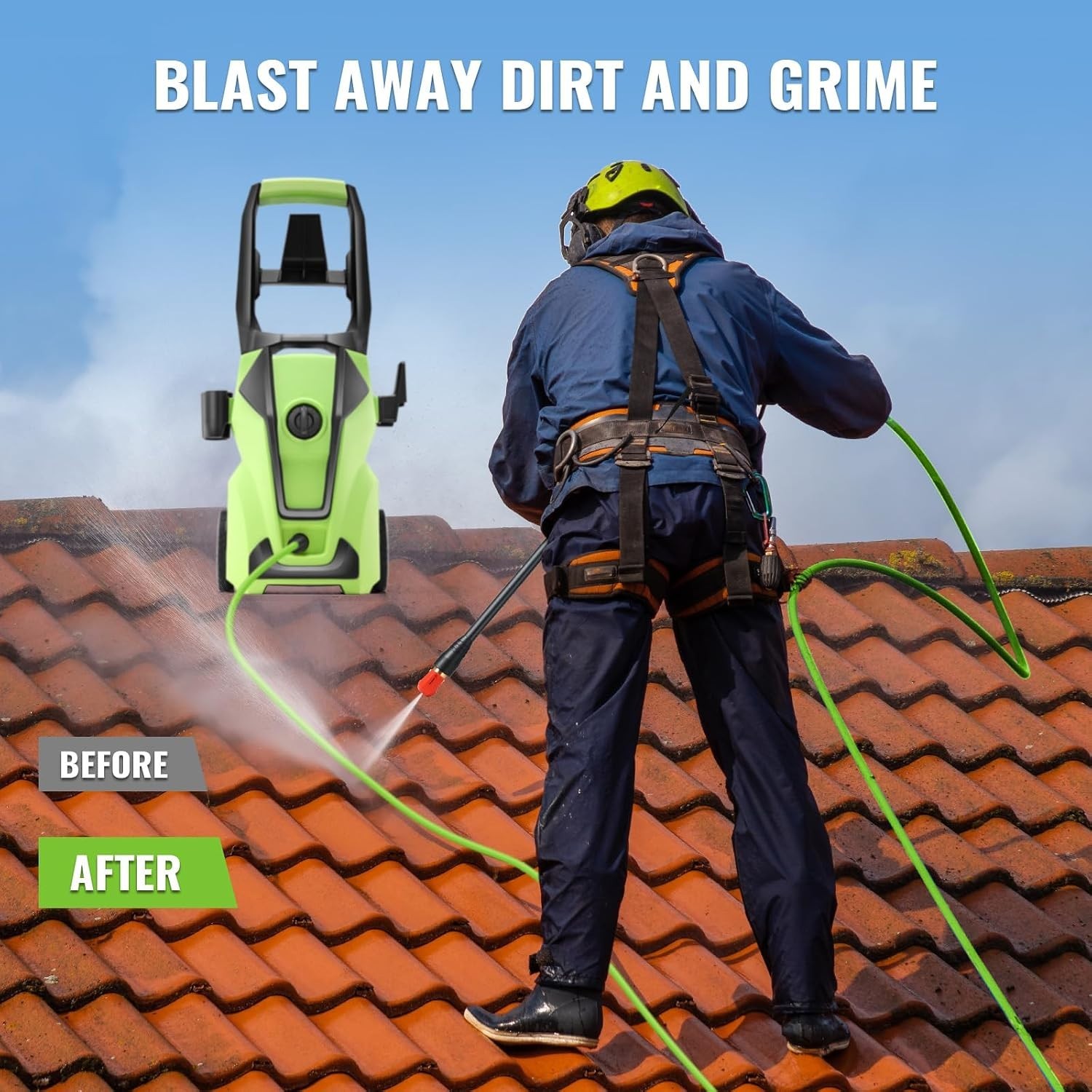 Versatile 5000PSI Pressure Washer – 4 Nozzles & 33FT Flexible Hose Included