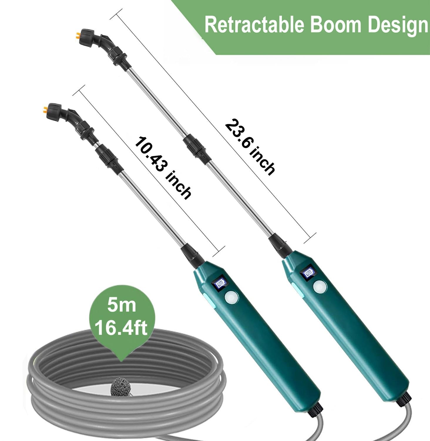 Battery Powered Sprayer Wand,23.6″ Sprayer Telescopic Wand with 3 Spray Force…