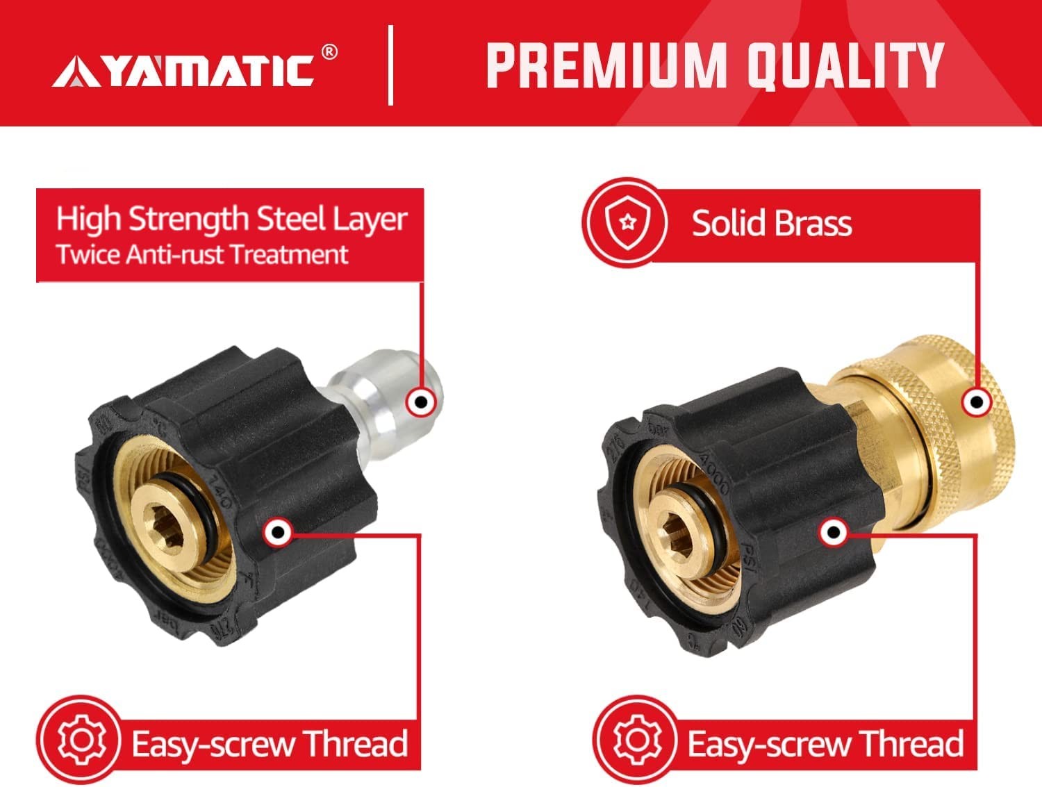 Pressure Washer Quick Connect Kit, M22 Female to 3/8″ Socket and M22 Female t…