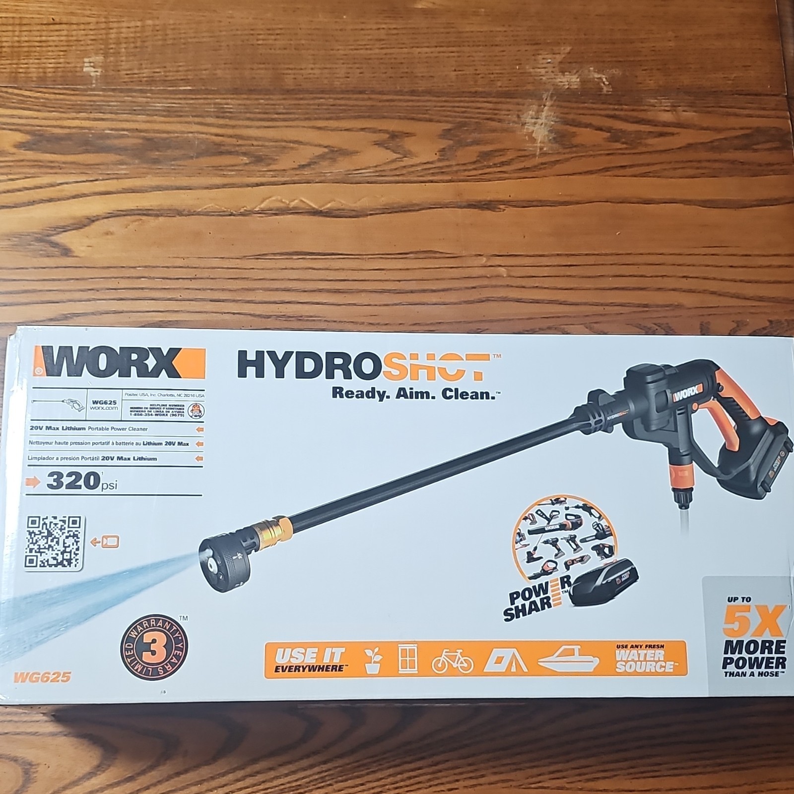 WORX HydroShot WG625 20V Cordless Power Cleaner 320 PSI PowerShare