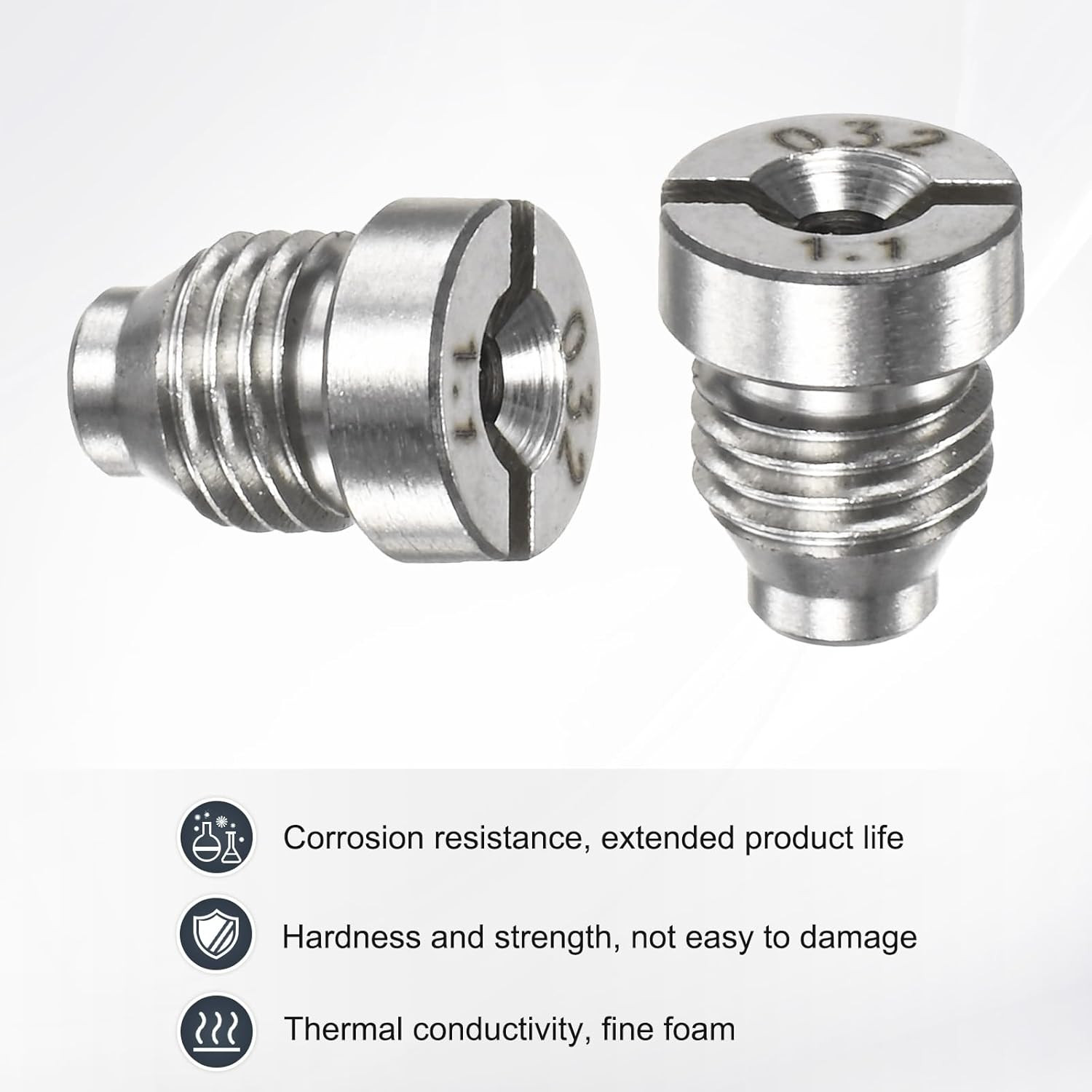 4-Set Foam Cannon Orifice Nozzle, 1.1Mm Stainless Steel Universal Thread Tips Wi