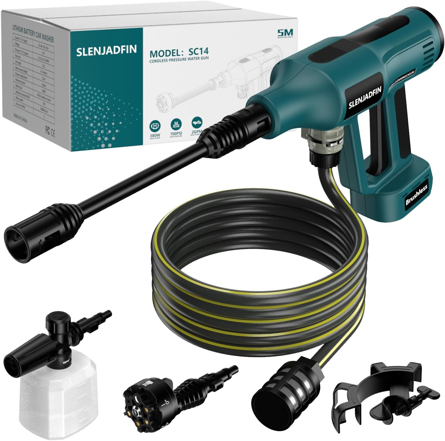 Cordless Pressure Washer for Makita 18V Battery 700 PSI Portable Handheld Power