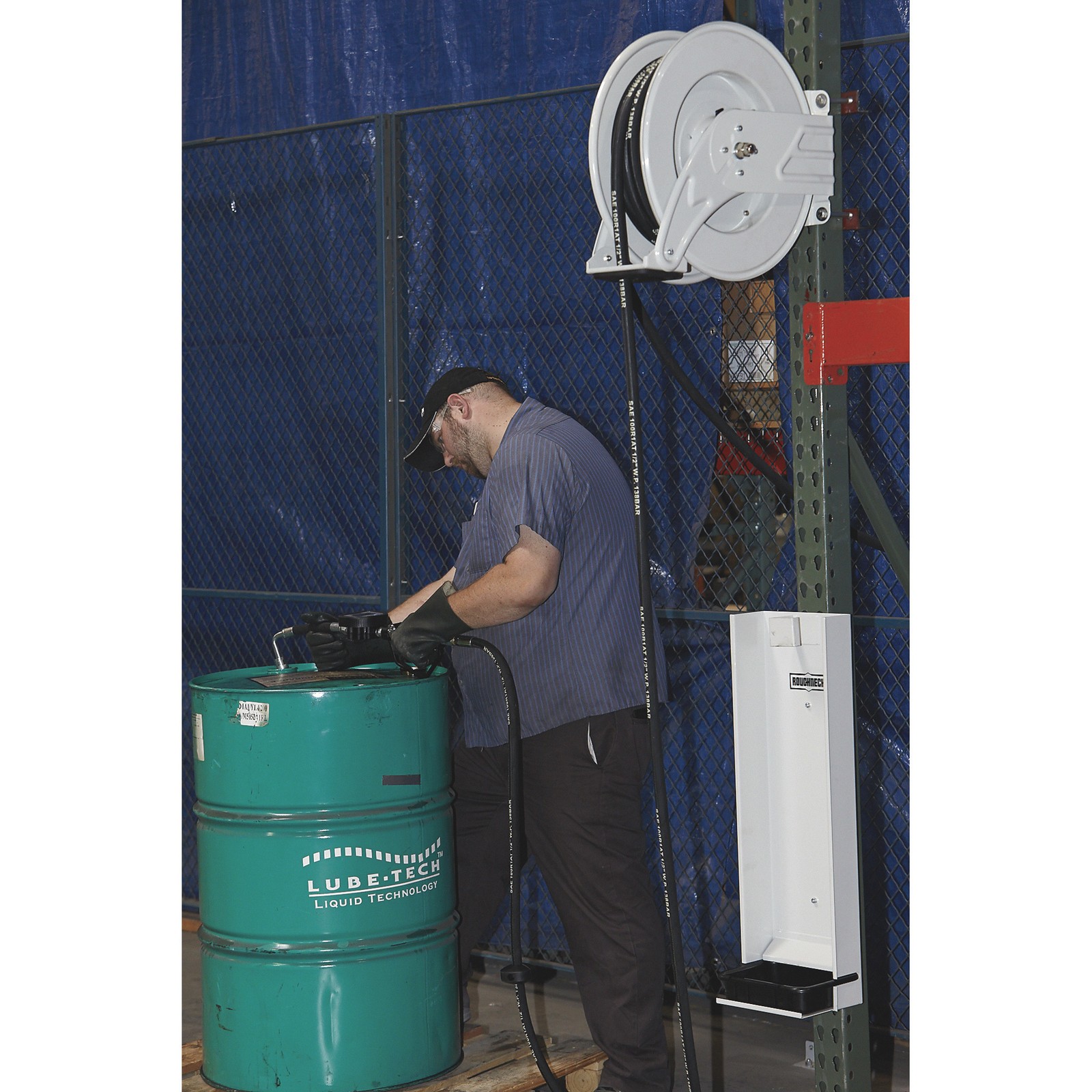 Strongway Oil Hose Reel Kit, 1/2in. x 50ft. NBR Rubber Hose, 1500 PSI, Steel
