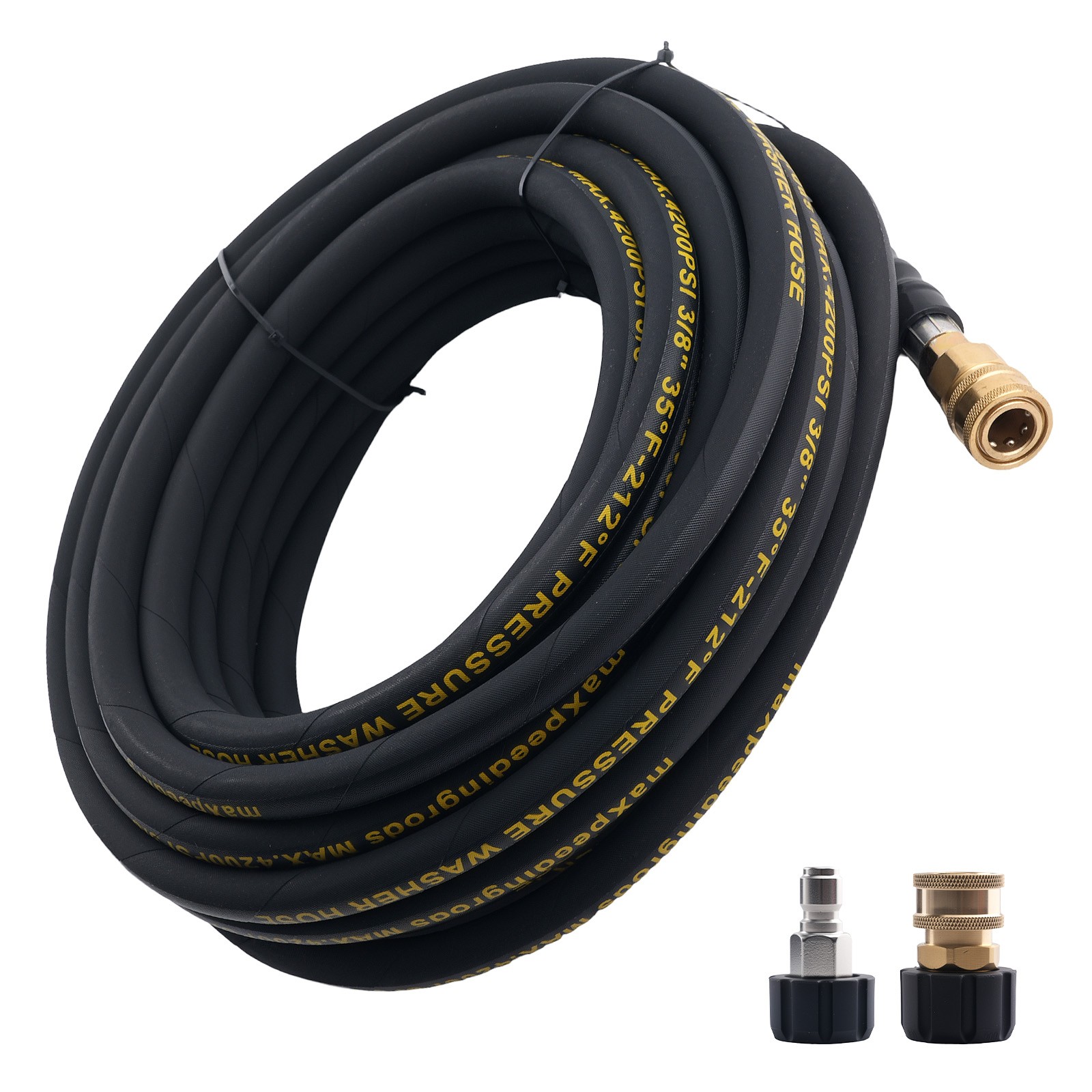 50 Ft 3/8″ Pressure Washer Hose 4200PSI Steel Wire Braid w/ M22 to 3/8″ Coupler