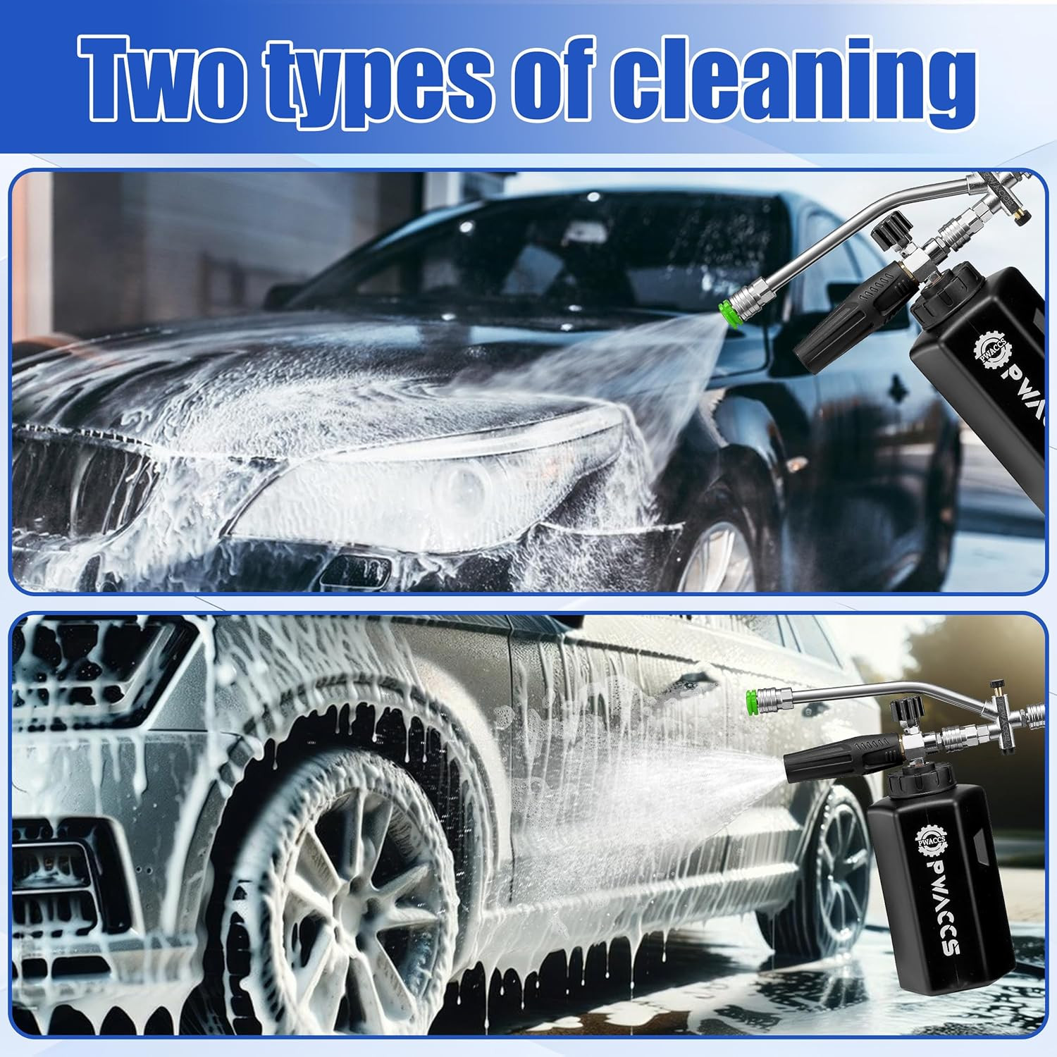 Pressure Washer Foam Cannon Dual Connector Accessory, Power Washer Double Tip At