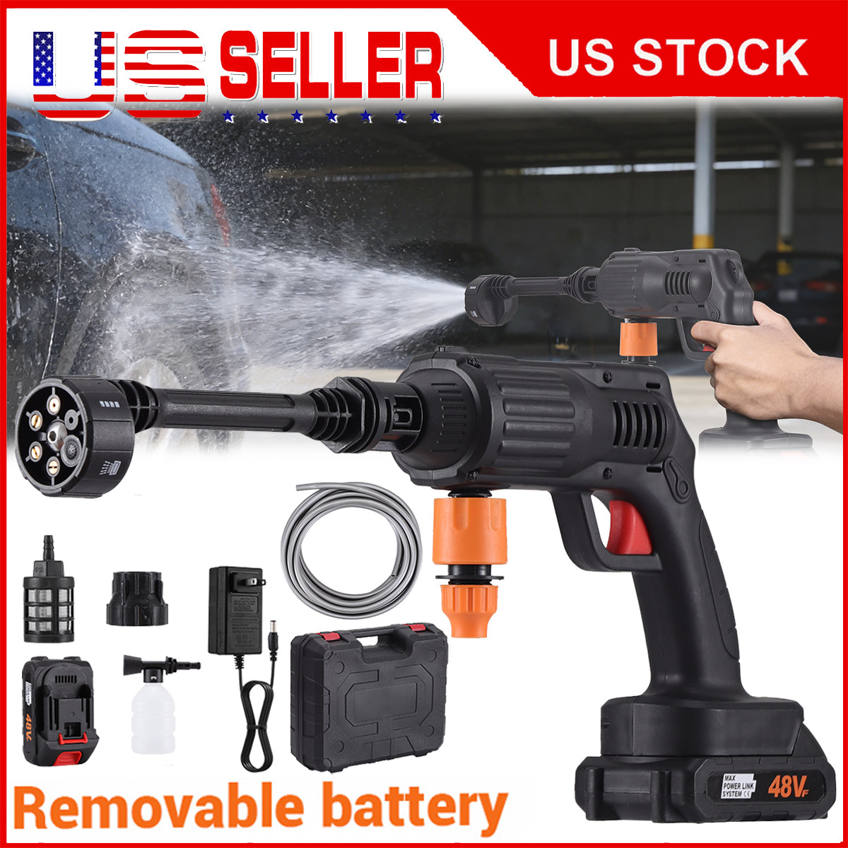 Powerful Cordless Pressure Washer – 30 Bar, 6 Spray Modes for Cars, Homes & Pool