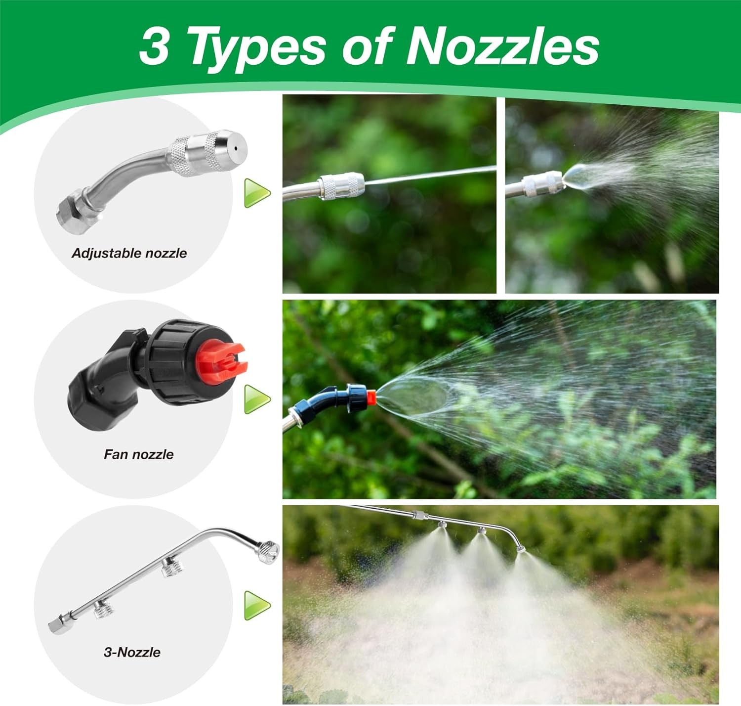 Pump Sprayer Wand with 3 Types of 16 inches, Replacement