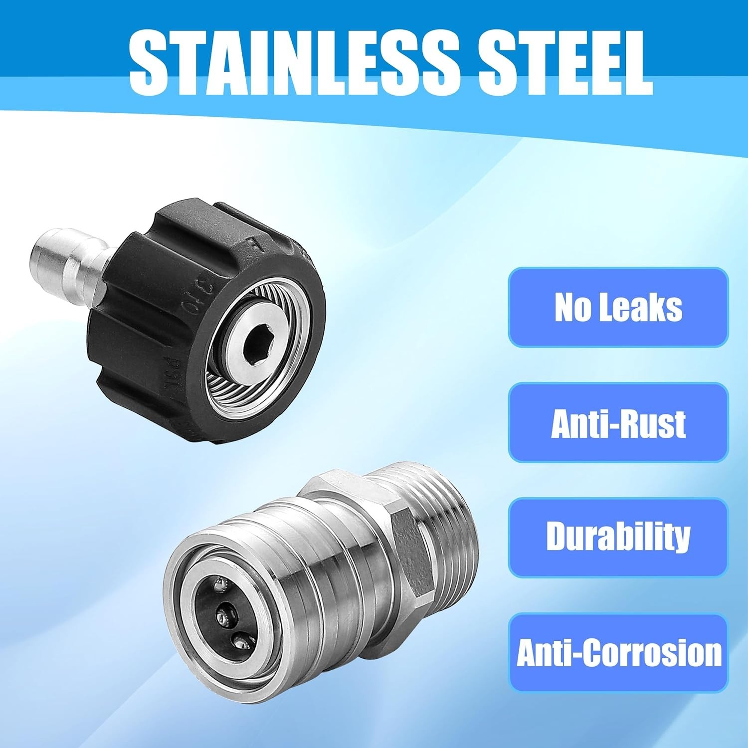 Upgrade Your Pressure Washer: M22 to 1/4” Stainless Steel Adapter Set, 4 Pcs