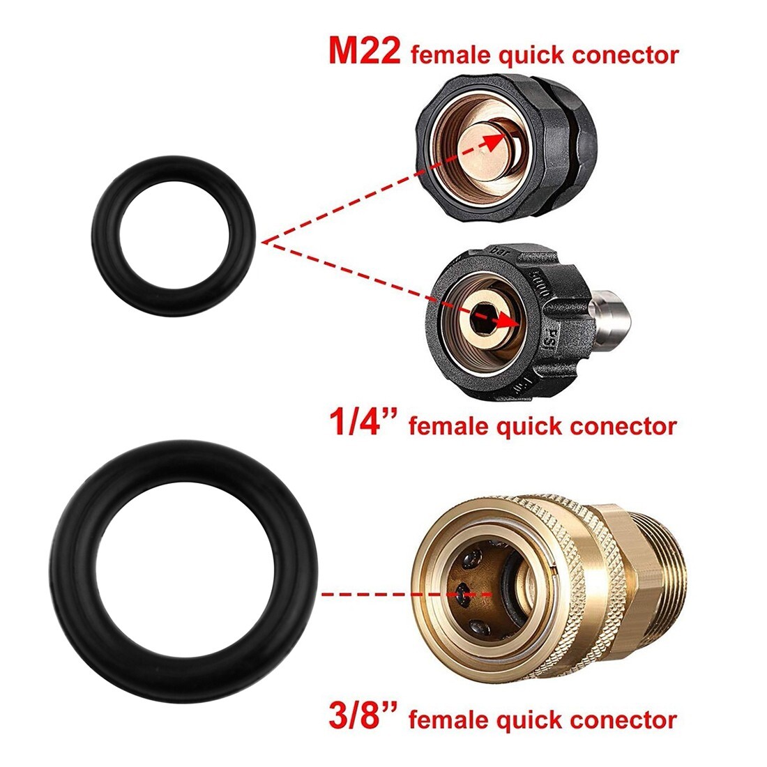 80Pcs/Set 1/4 M22 + 3/8 O-Rings For-Pressure Washer Hose Quick-Disconnect New