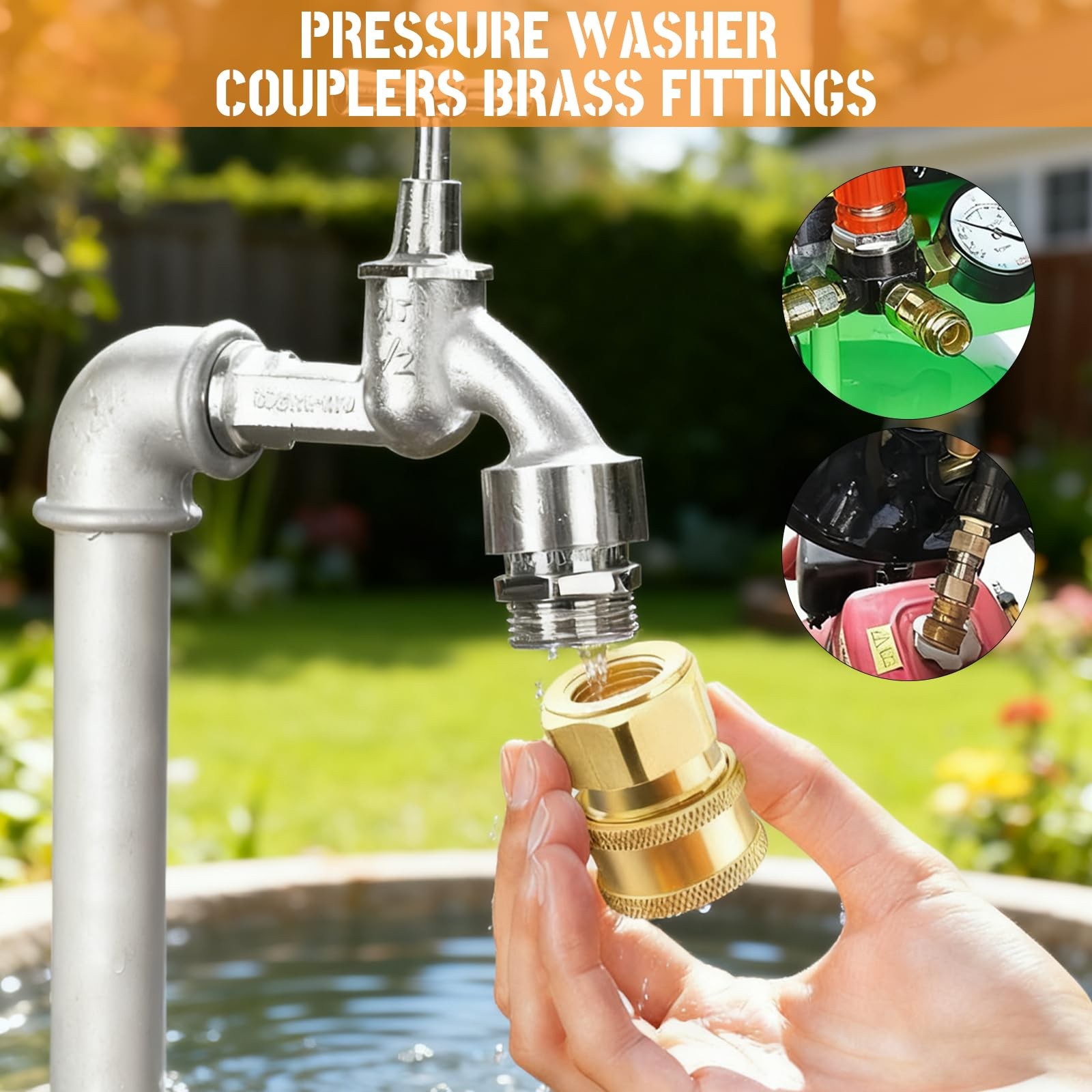 Pressure Washer Couplers Brass Fittings – 1/4 inch Quick Connect to Female NP…