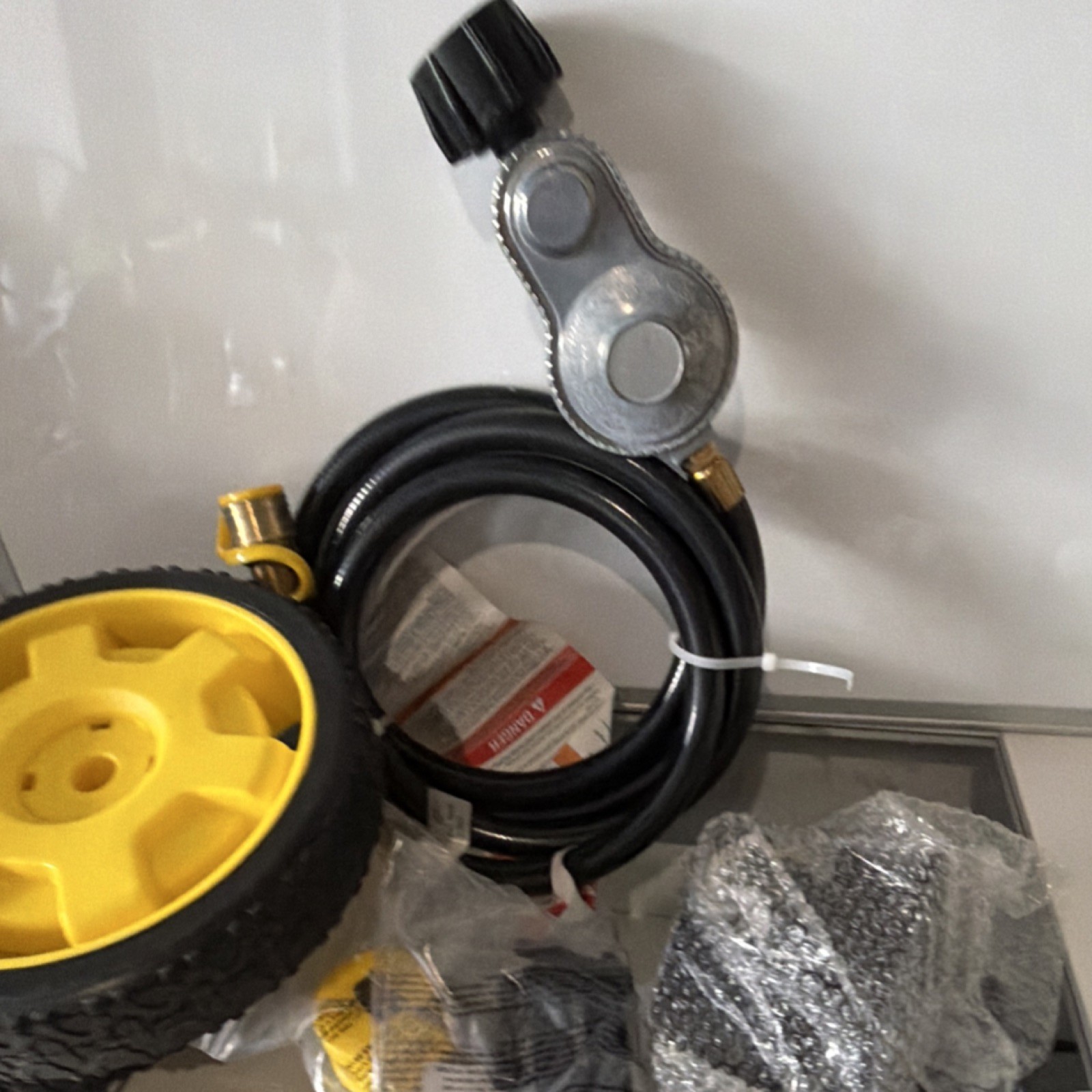 Gas Pressure Washer Replacement Hose & Wheel Kit Yellow Wheels Black Hose
