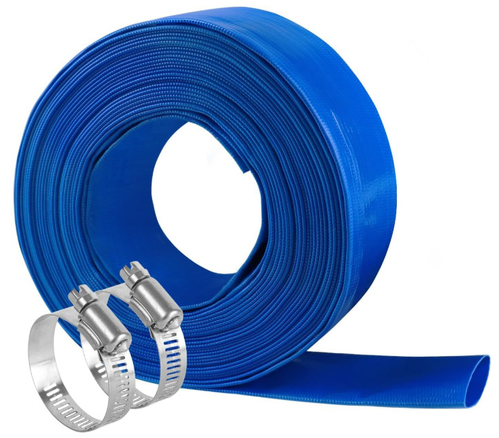 Manguera piscina 2″x50FT resistente presión, drenaje agua, flexible azul