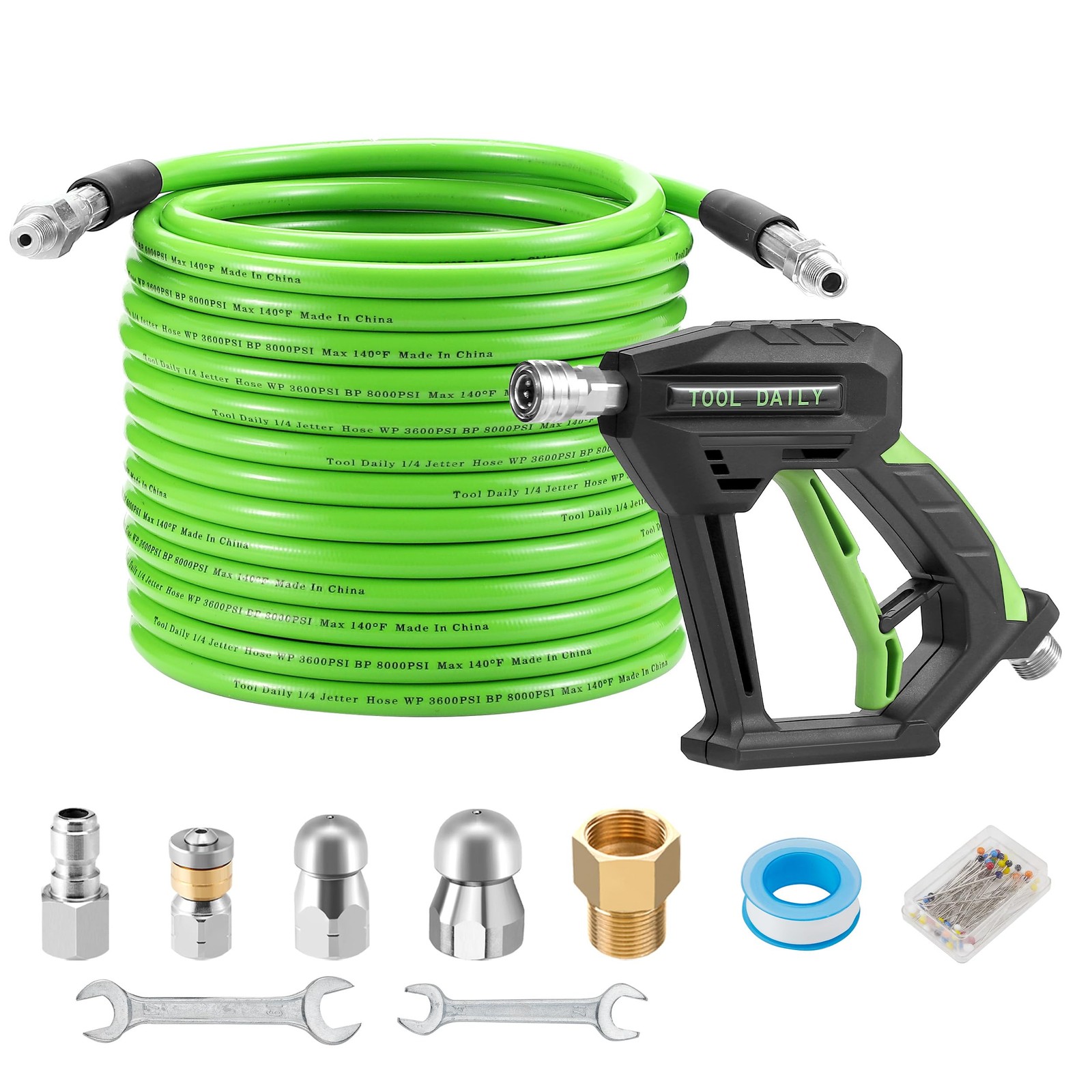 Sewer Jetter Kit for Pressure Washer 50 FT, Short Power Washer Gun, Drain Cle…