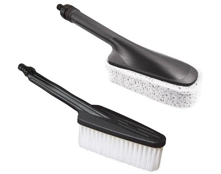 Aqua Joe RED 2-in-1 W/Bristle Brush and Detailer Sponge Attachments, Quick-Conn