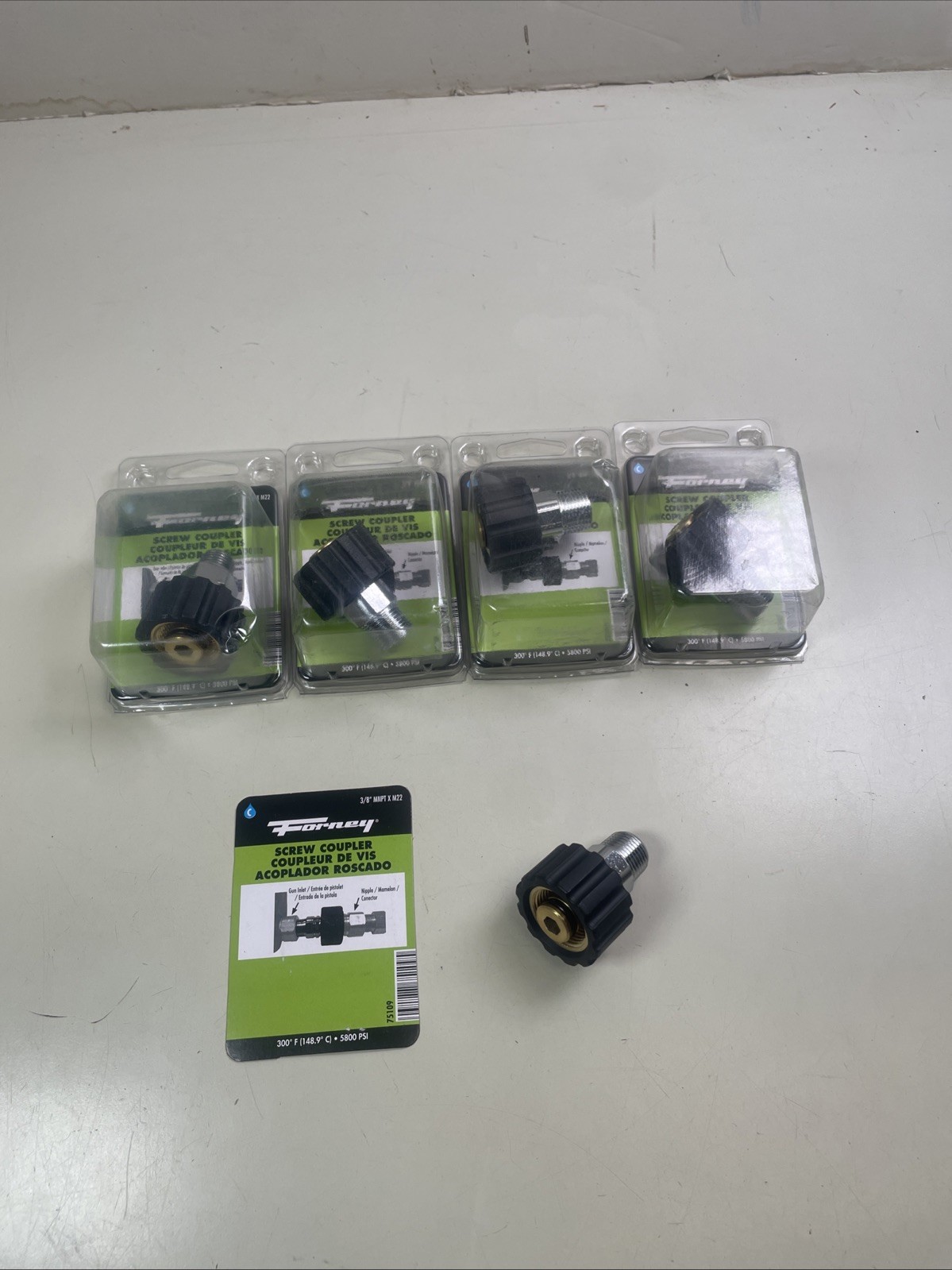 Forney 75109 5800 PSI 3/8” MNPT x M22 Screw Coupler Coupling (5 Pack)