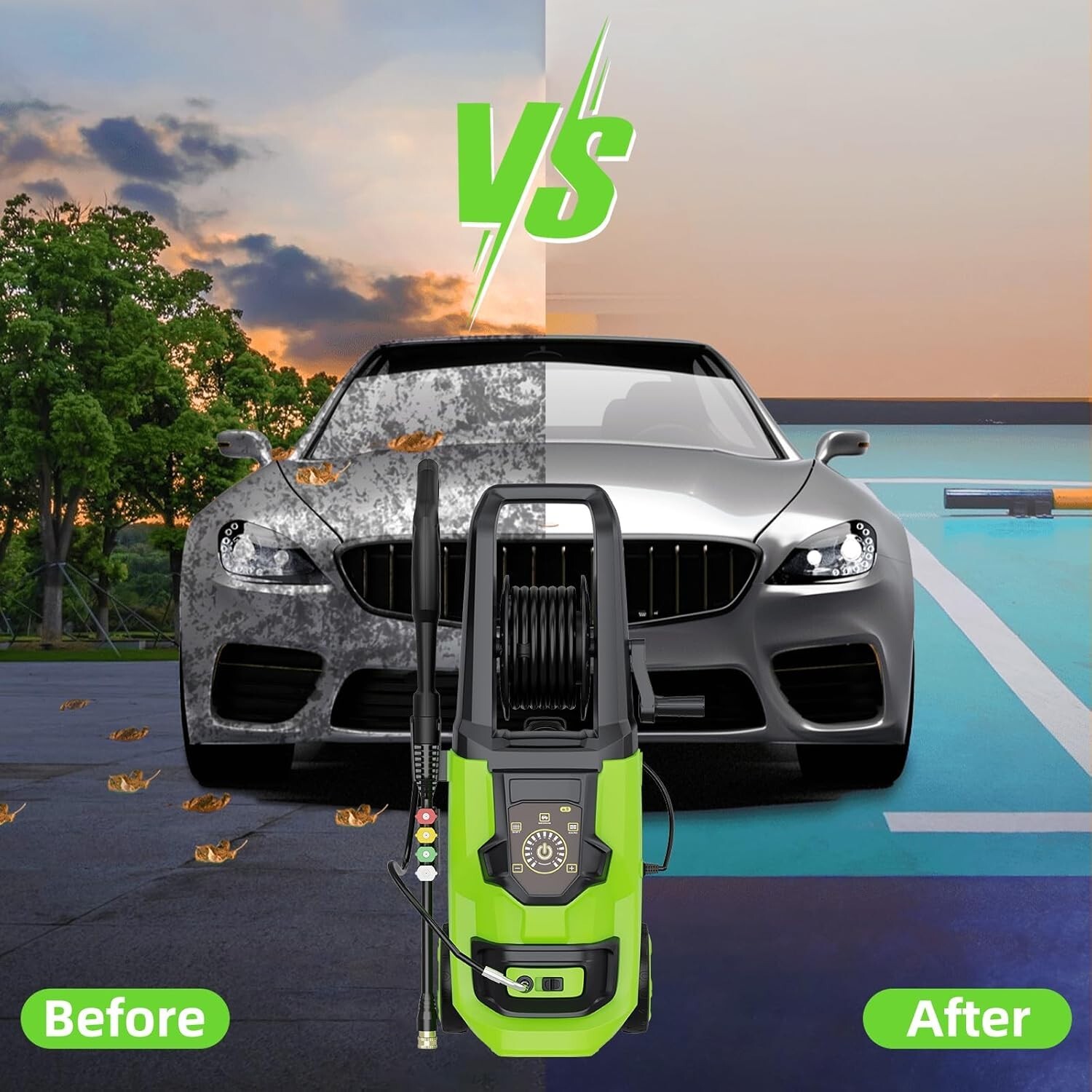 1500 PSI Power Washer with Touch Screen Adjustable Pressure, 35FT Power Cord