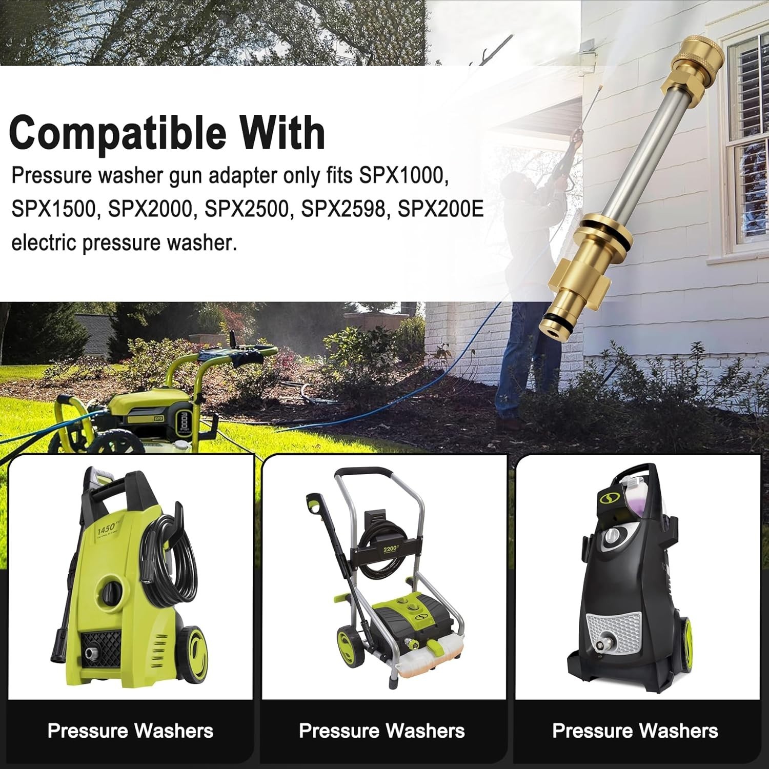 6.5-Inch Pressure Washer Gun Adapter for SPX Series, 4000 PSI, Quick Connect