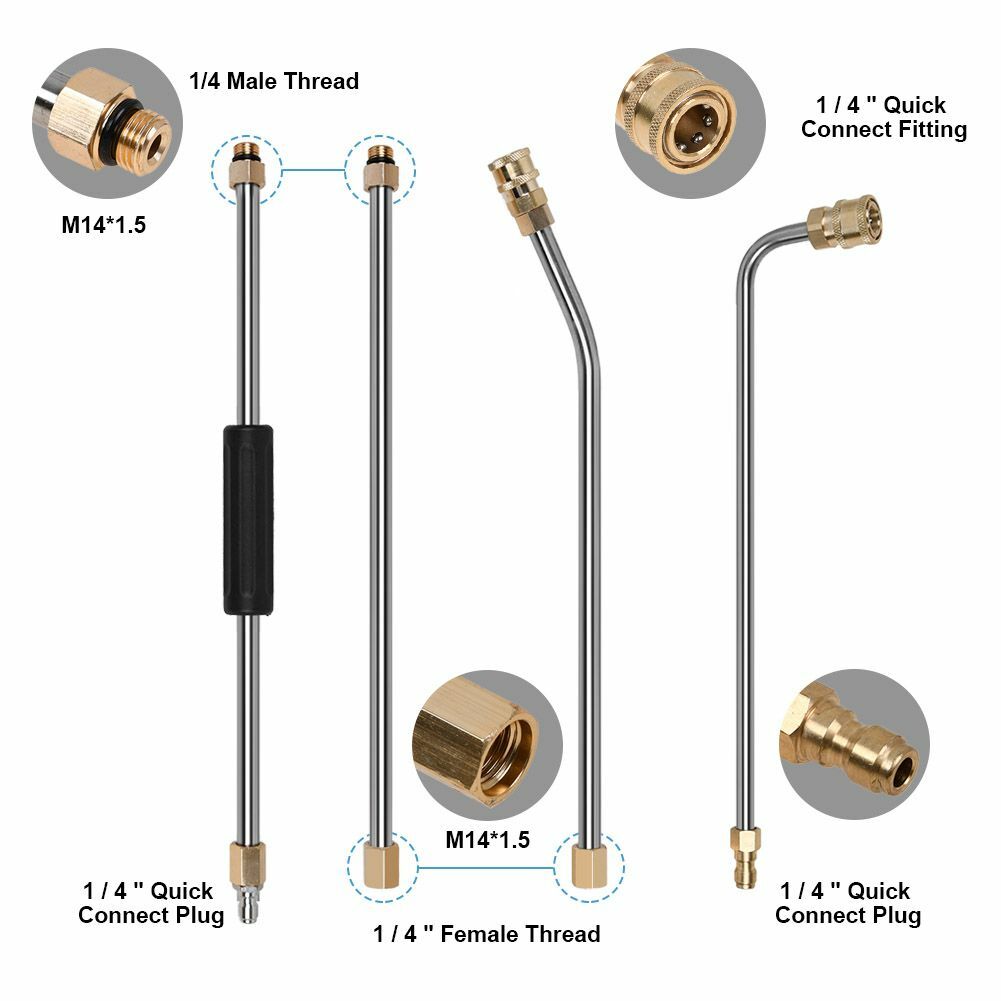 Gutter Cleaning Tool High Pressure Washer Wand Lance Nozzles & Pivoting Coupler
