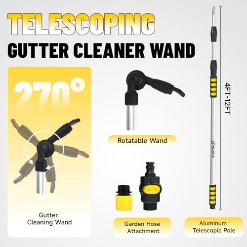 12ft (20ft Reach) Gutter Cleaning Tools from The Ground, Telescoping Rain Gutter