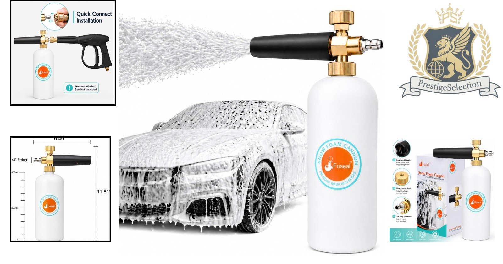 Adjustable Snow Foam Cannon with Brass Nozzle – 1L Power Cleaning Solution