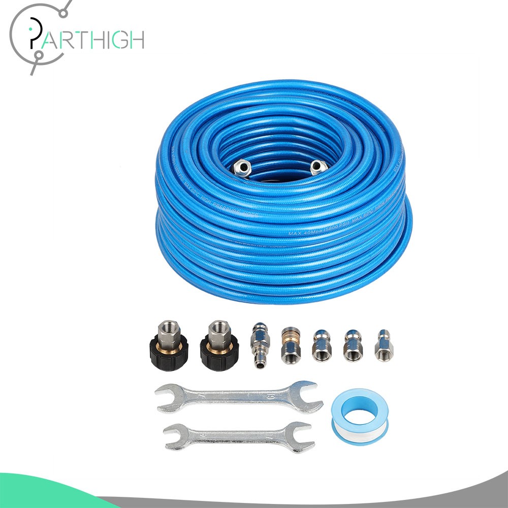 100ft Sewer Jet Kit for Pressure Washer 1/4″ M-NPT Drain Cleaner Hose 5800 PSI