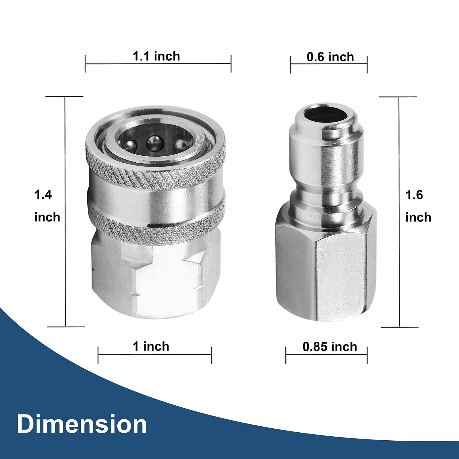 Raincovo Pressure Washer Quick Connect Fittings, 3/8 Inch Adapter Set, Stainless