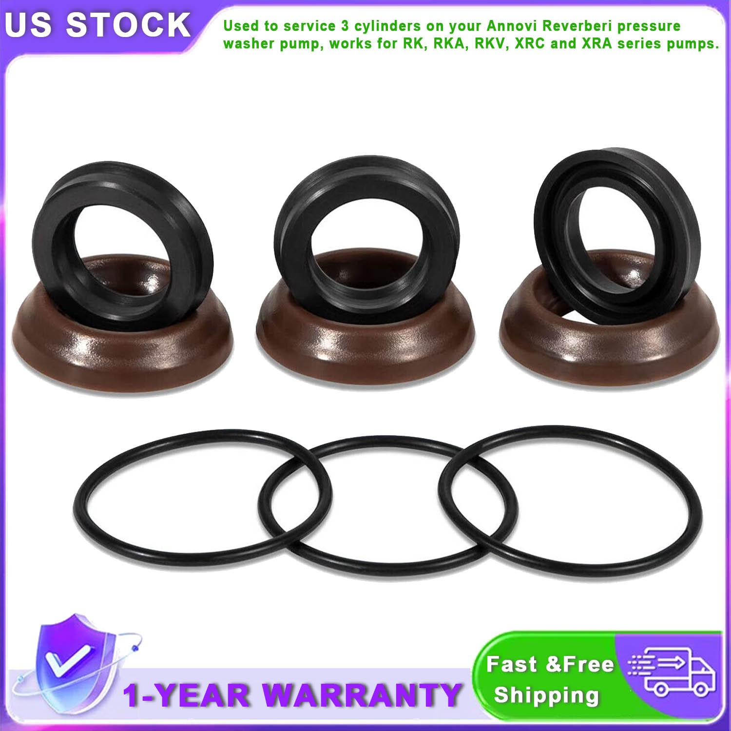 AR1857 Seal Packing Kit 18mm XR Annovi Reverberi RK RKA RKV Pressure Washer Pump