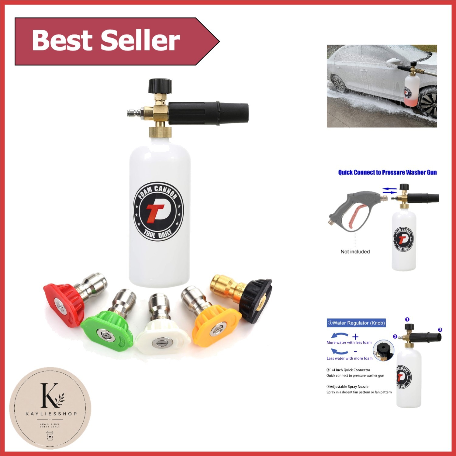 High-Performance Foam Cannon: 1L Capacity & Adjustable Nozzle for All Surfaces