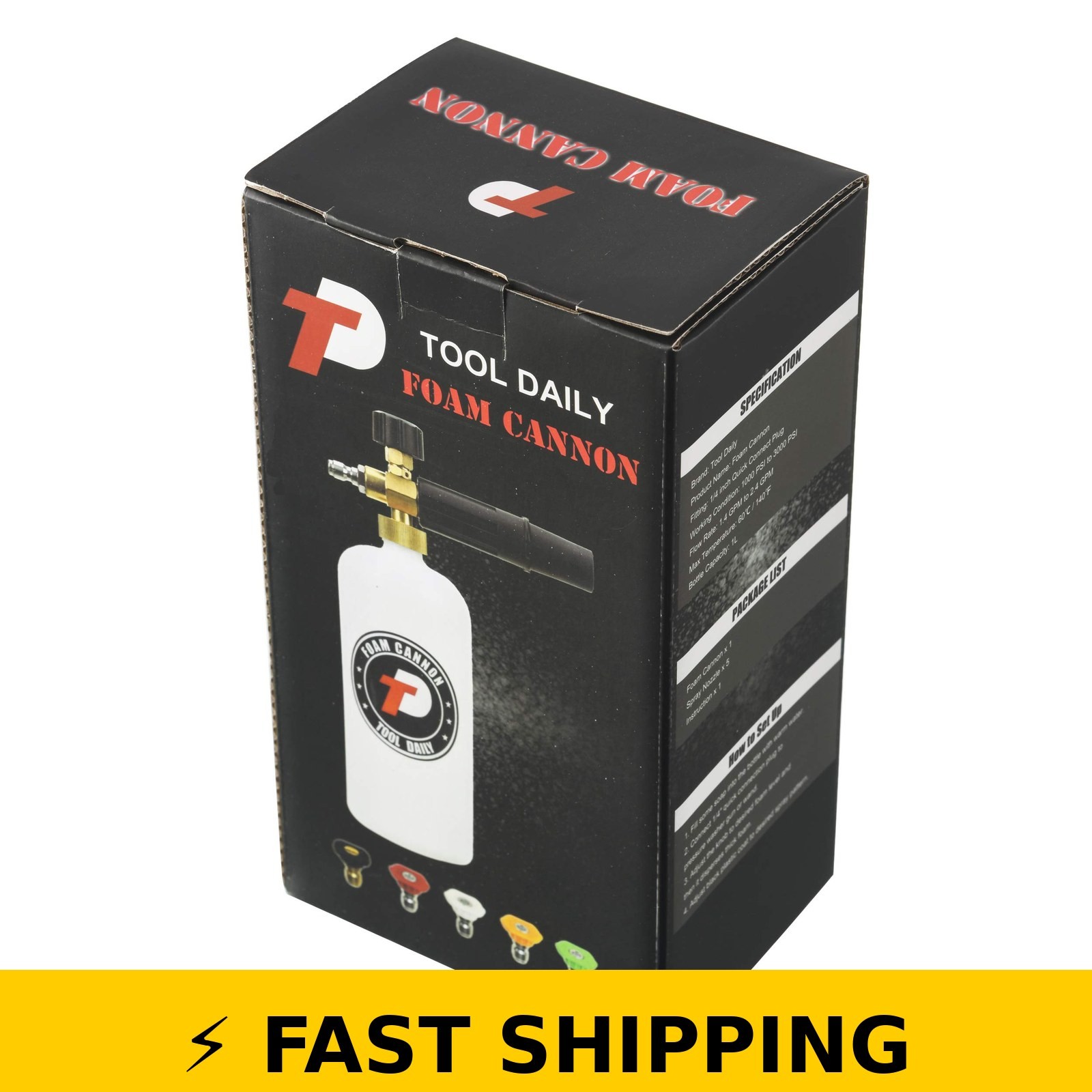 Tool Daily Foam Cannon 1L with 5 Pressure Washer Nozzle Tips