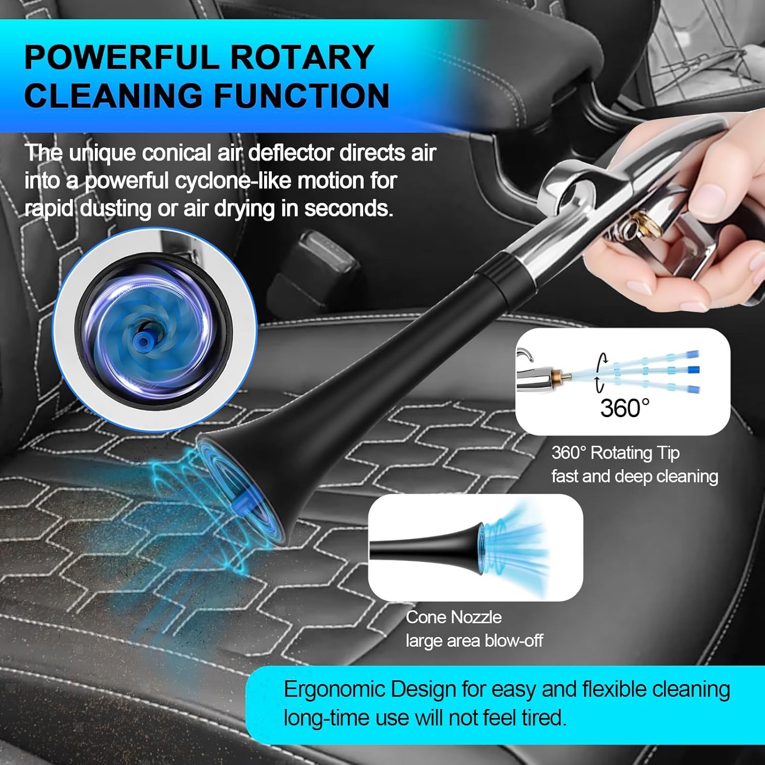 Dual Nozzle Air Duster Gun Pneumatic Blower for Car Dust Dirt Oil Cleaning Tool