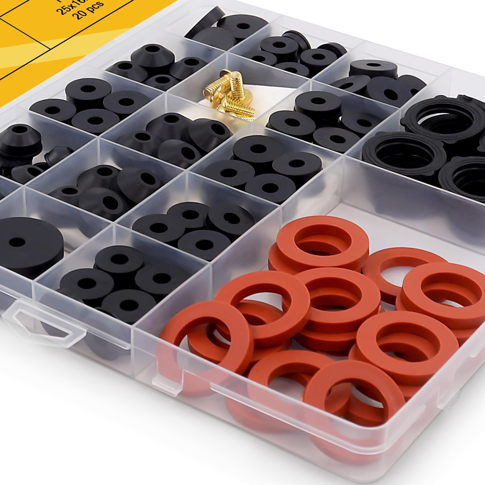 160-Piece Hose Bib Washers Kit – Assorted Sizes, Rubber Gaskets & Brass Screws f