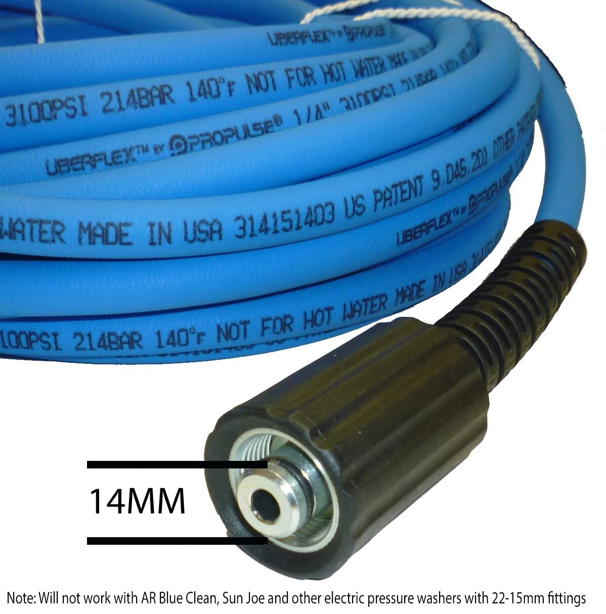 ProPulse UBERFLEX 1 4 ID x 50 Kink Resistant Pressure Washer Hose 22mm 14 Fit…