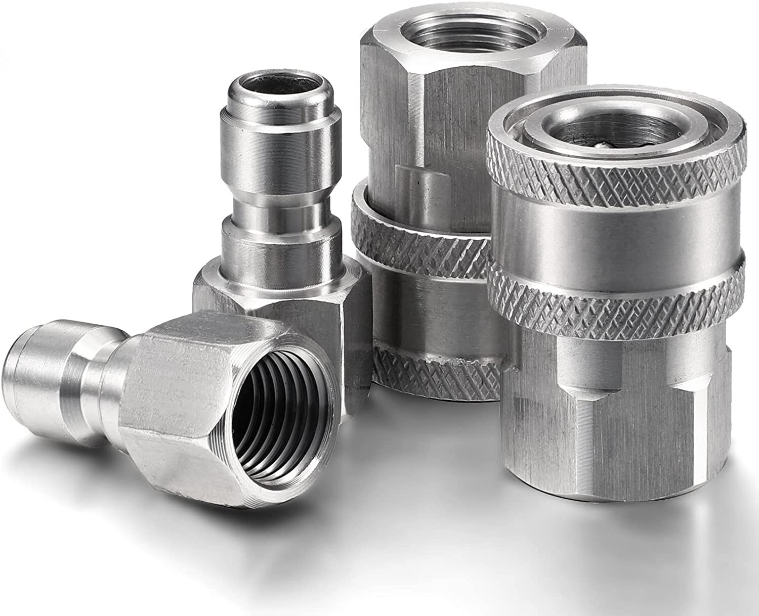2 Sets NPT 1/4 Inch Pressure Washer Coupler Quick Connect Plug Male Female 1/4 Q