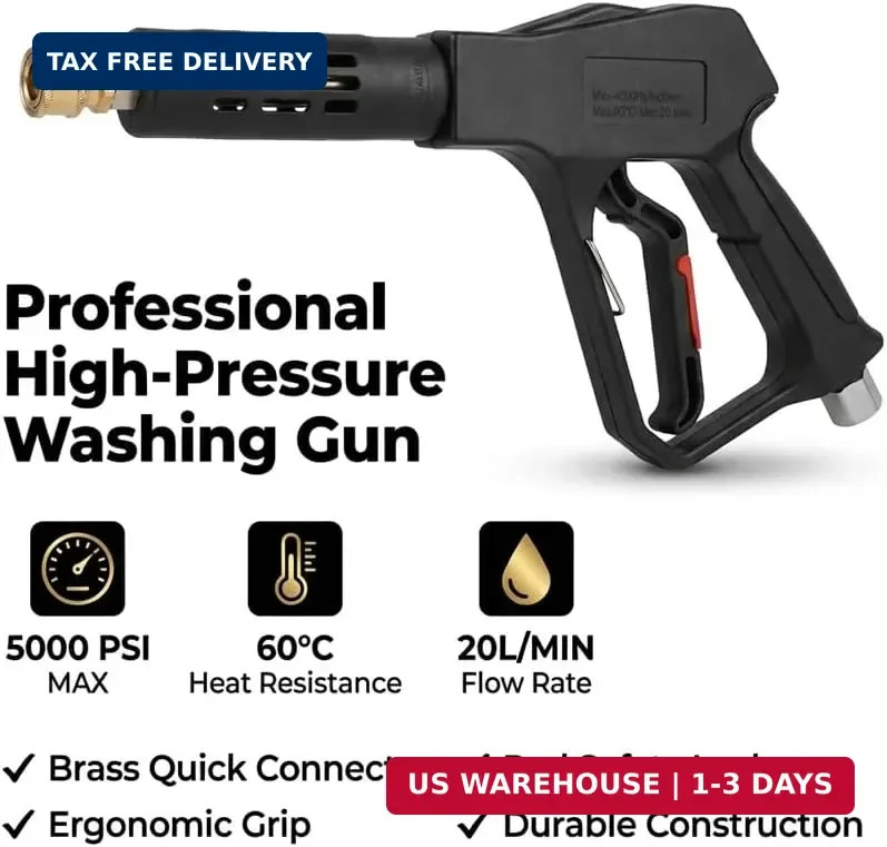 Swivel Pressure Washer Gun,Sturdy 5000PSI Short Power Washer Wand Carwash Spray