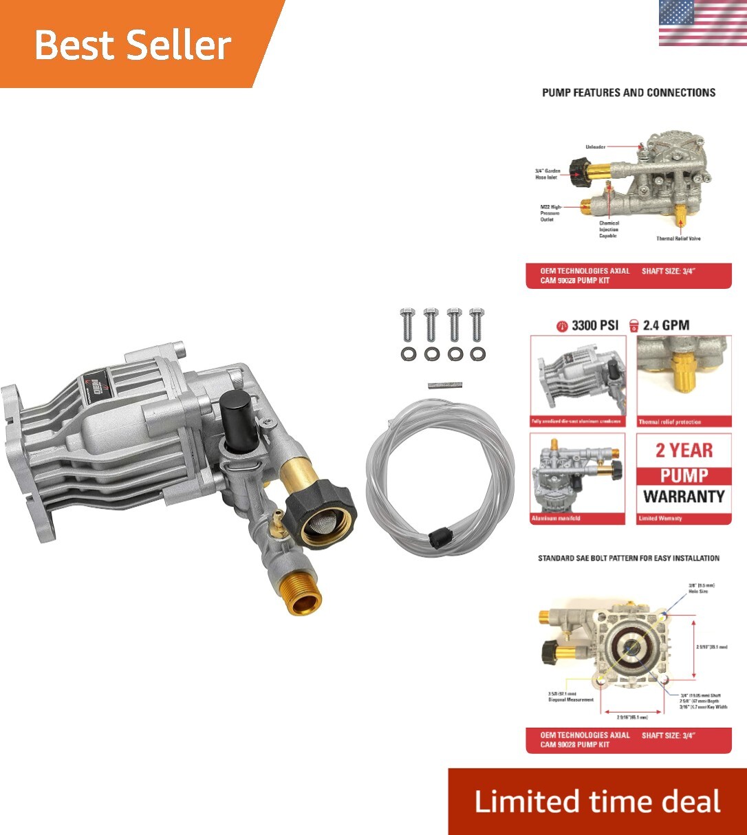 Corrosion-Resistant Horizontal Axial Cam Pump Kit for Reliable Water Pressure