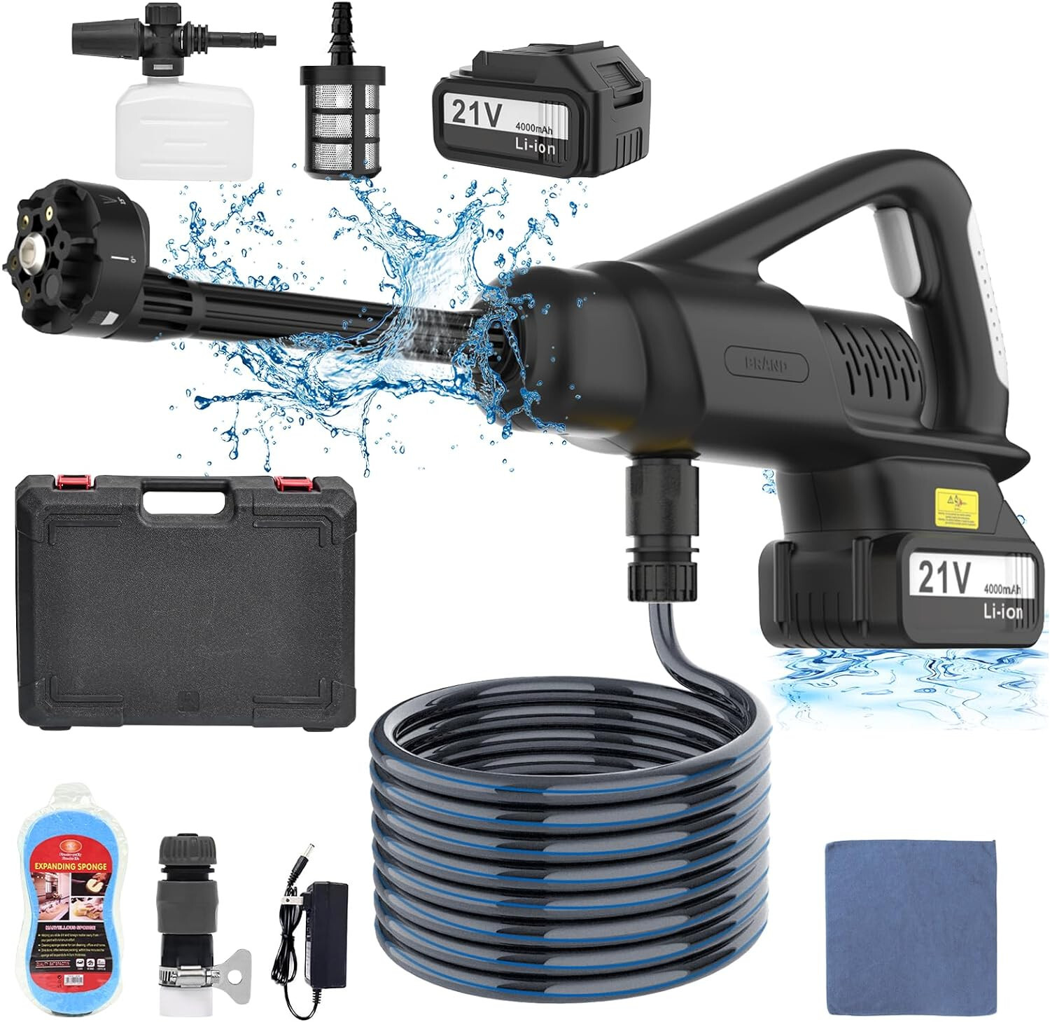 Cordless Pressure Washer, Portable Power Cleaner With 21V Battery & Charger