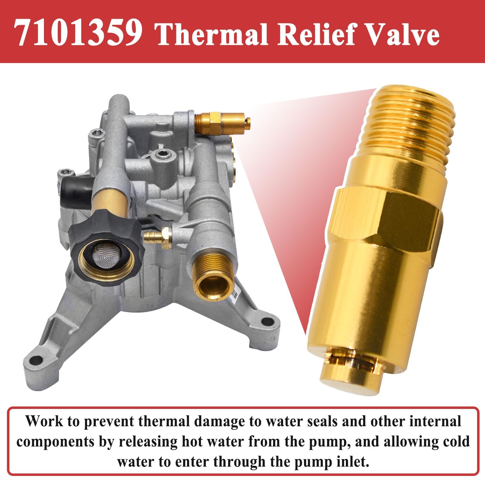 Thermal Relief Valve 1/4 Inch NPT for Gas Pressure Washer Pump