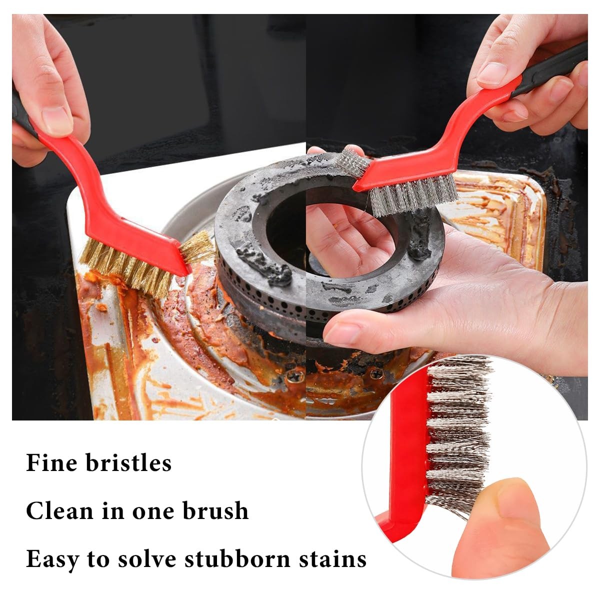 FSTURIOS 3 PCS Wire Brush Set, 7 Inch Brass/Stainless Steel/Nylon 3
