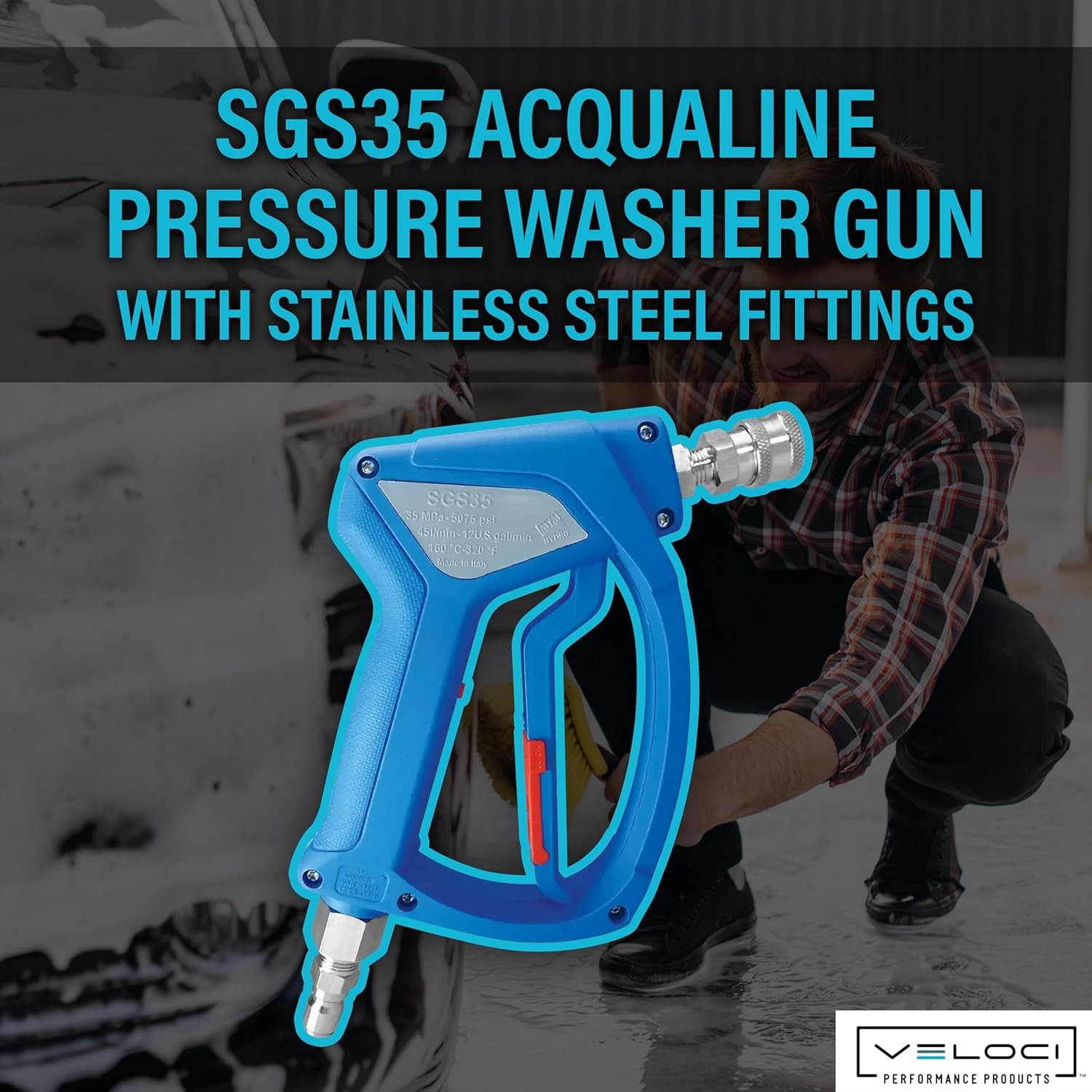 MTM Hydro Acqualine SGS35 Pressure Washer Gun with Stainless Steel, 4000 PSI