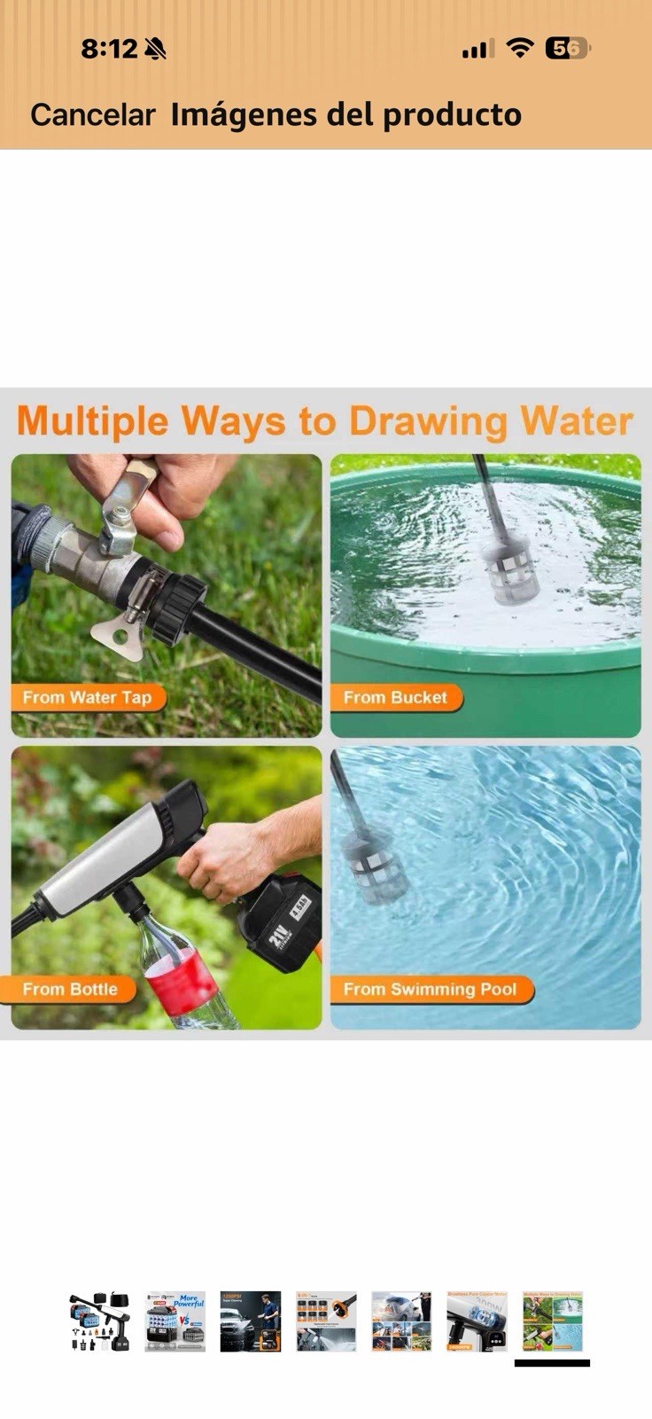 21V Cordless Pressure Washer 1250 PSI Brushless Motor 6-in-1 Nozzle Foam Cannon