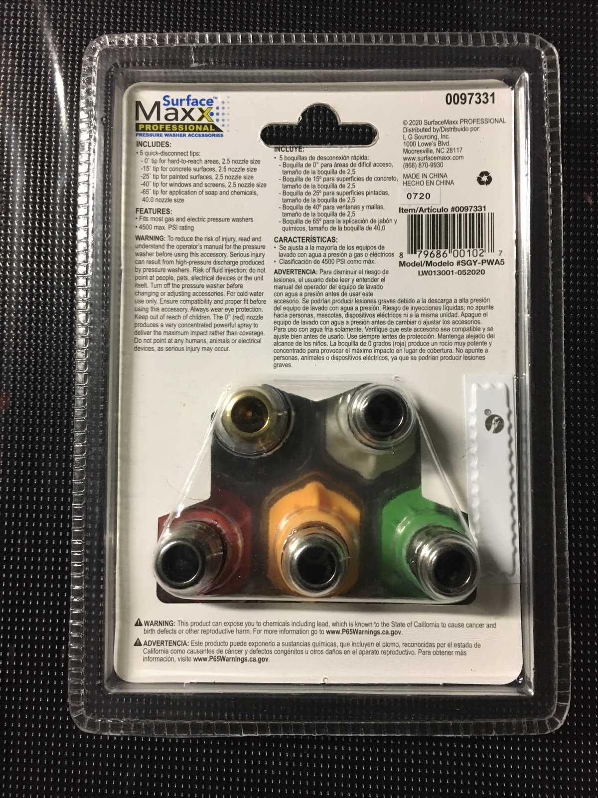 Surface Maxx Professional Spray Tips 5 Pack 0097331 (Gas-Electric) 4500 PSI